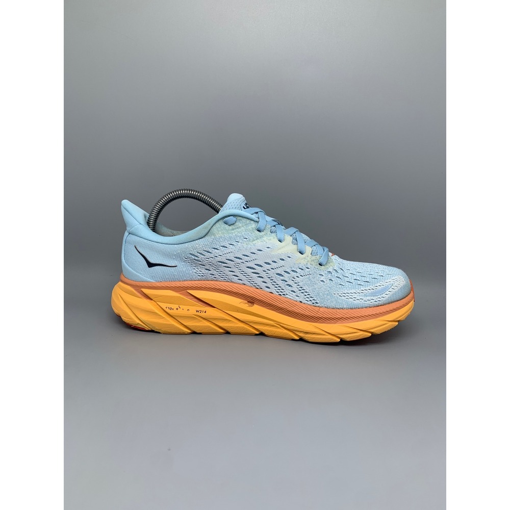 Hoka One Clifton 8 Blue Orange Running Shoes Women's Sz 9B - Picture 7 of 10